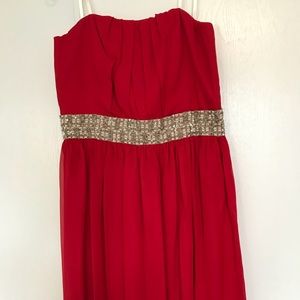 100% silk strapless cocktail dress with sequins